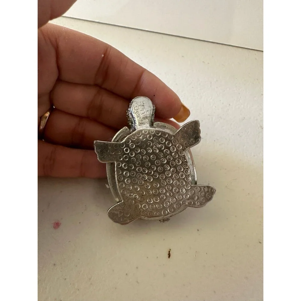 Sparkling Austrian Crystals Turtle Collector's Magnetic Hinged Trinket Box